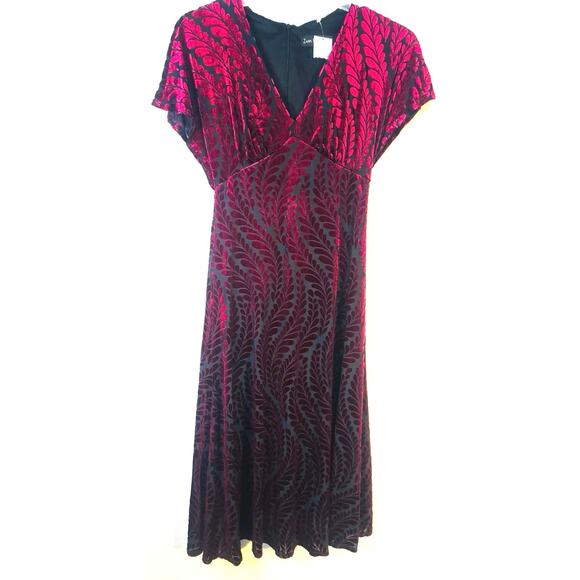 Zarr Collection Dresses & Skirts - Zarr Collection Womens Dress Size 8 Black Maroon Midi Cocktail Party Holiday NWT